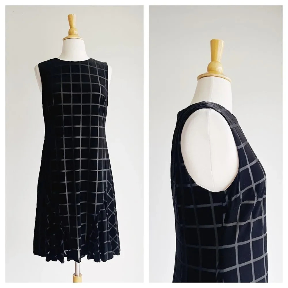 Donna Morgan Black and Gray Checkered Dress